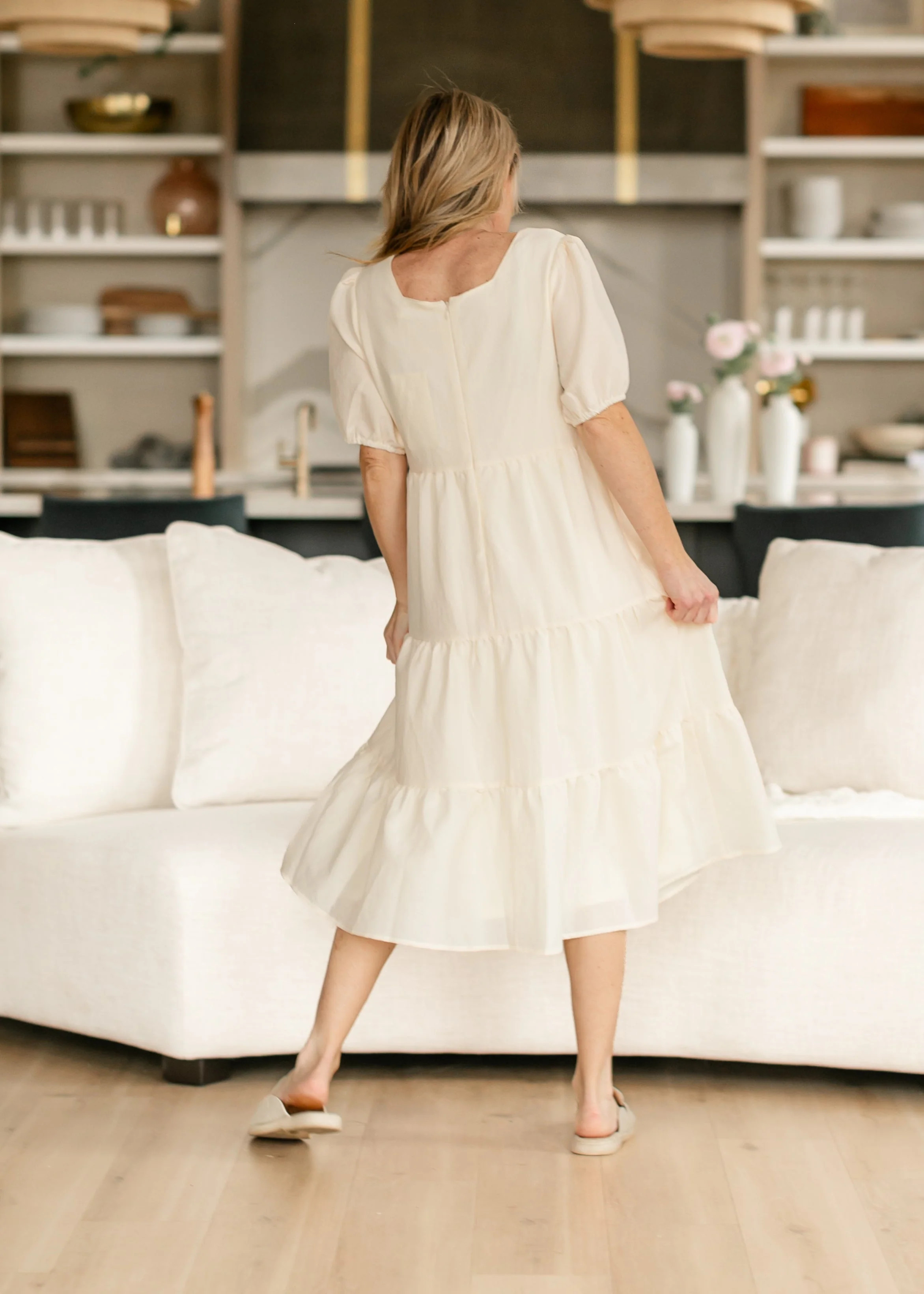 Square Neck Peplum Tiered Dress - FINAL SALE | Inherit Clothing Co.