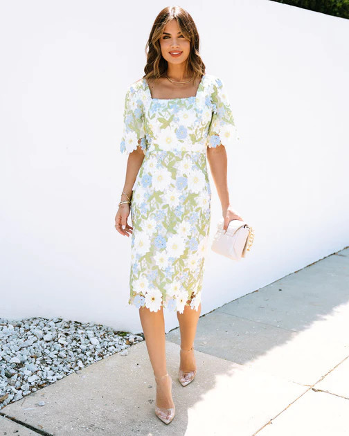 All Things Dainty Floral Crochet Lace Midi Dress | VICI