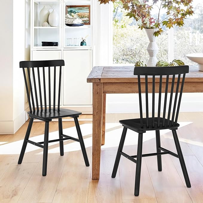 LUE BONA Windsor Dining Chair, Dining Chairs Set of 2, Spindle Back Wood, Kitchen Chairs Wooden D... | Amazon (US)
