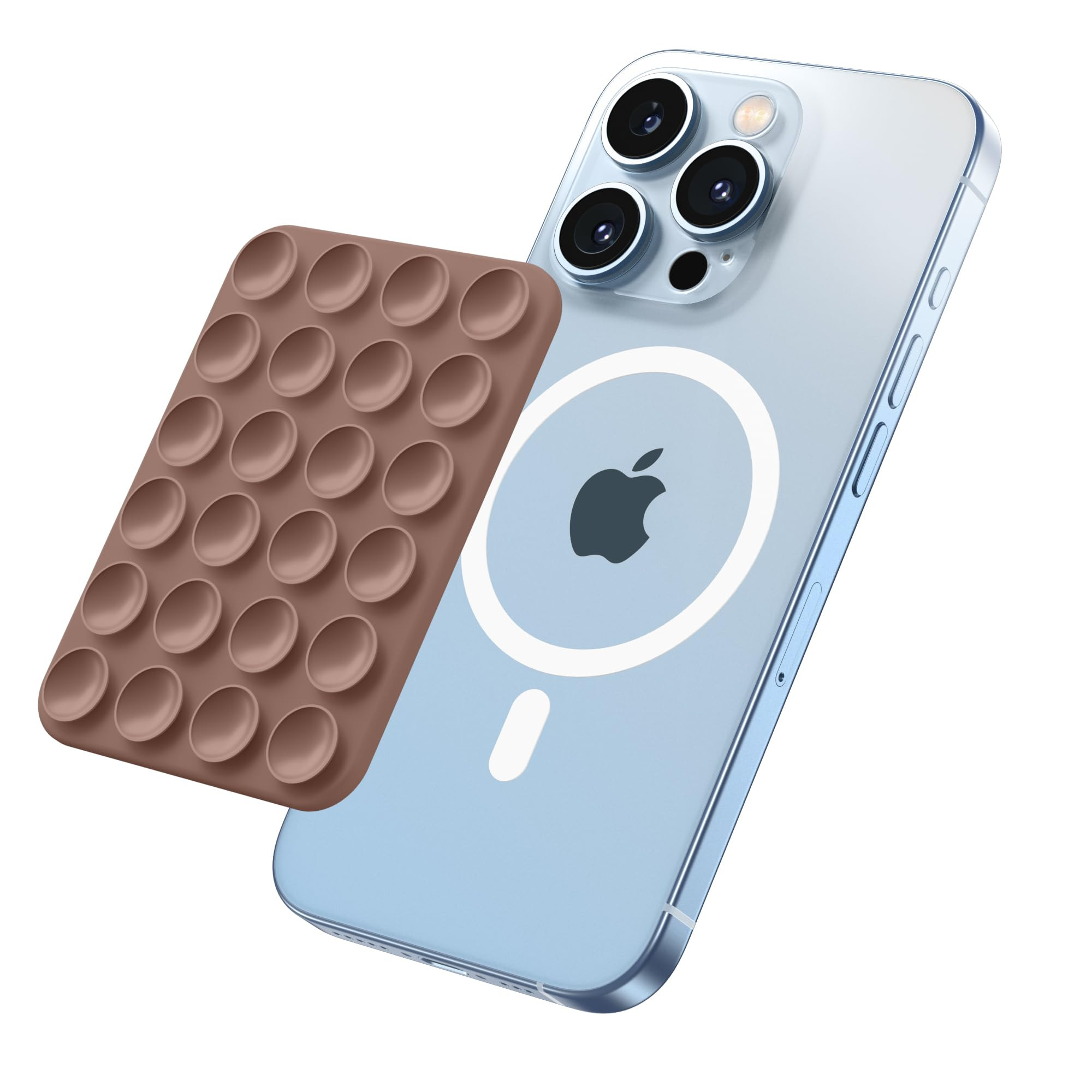 Magnetic Suction Cup Phone Mount, Anti-Slip Hands-Free Silicone Phone Holder, Compatible with MagSafe Phone Case for iPhone Pro Max 15/14/13/12 Series,Mirror Shower Holder for Selfies(Brown) | Amazon (US)