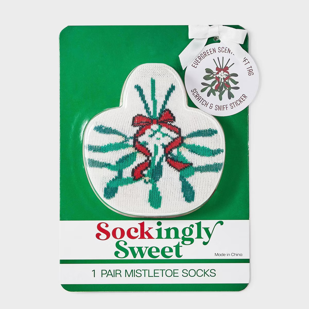 Women's 'Mistletoe' Striped Christmas Crew Socks - Ivory/Red/Green 4-10 | Target