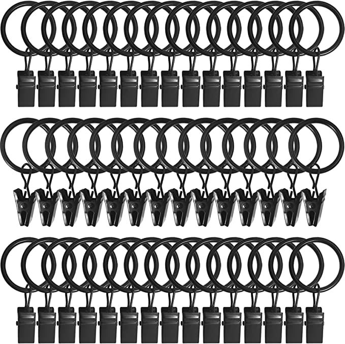 Amazon.com: AMZSEVEN 44 Pack Metal Curtain Rings with Clips, Curtain Hangers Clips, Drapery Clips... | Amazon (US)