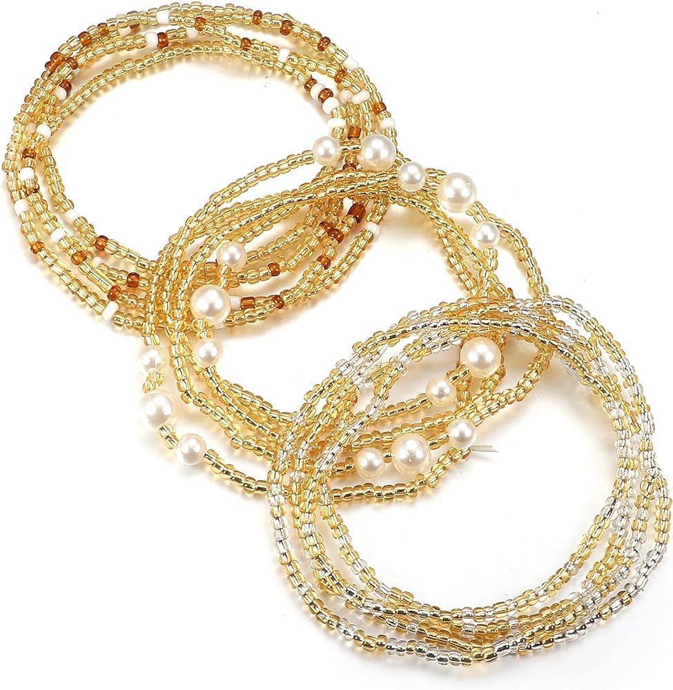 Sailimue 3 Piece Waist Beads for Women Belly Beads Elastic Chain African Waist Beads for Women Pl... | Amazon (US)