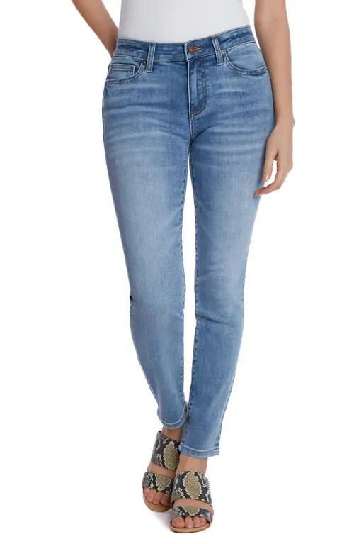 HINT OF BLU Mid Rise Skinny Jeans in Tumbled Blue at Nordstrom, Size 32 | Nordstrom