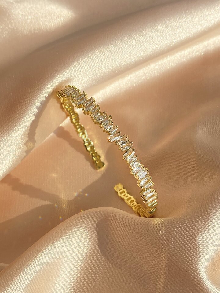 rakol Cubic Zirconia Decor Cuff Bangle For Women For Party Banquet Wedding | SHEIN