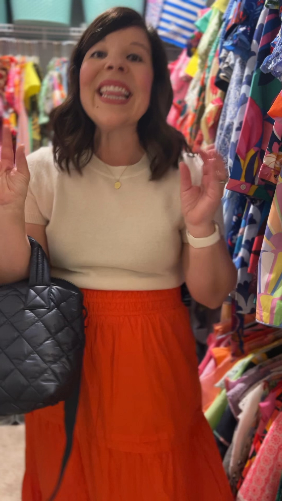 Wearing a medium in top and bottom.
Navy color tote.

#LTKBump #LTKmomlife #LTKSeasonal