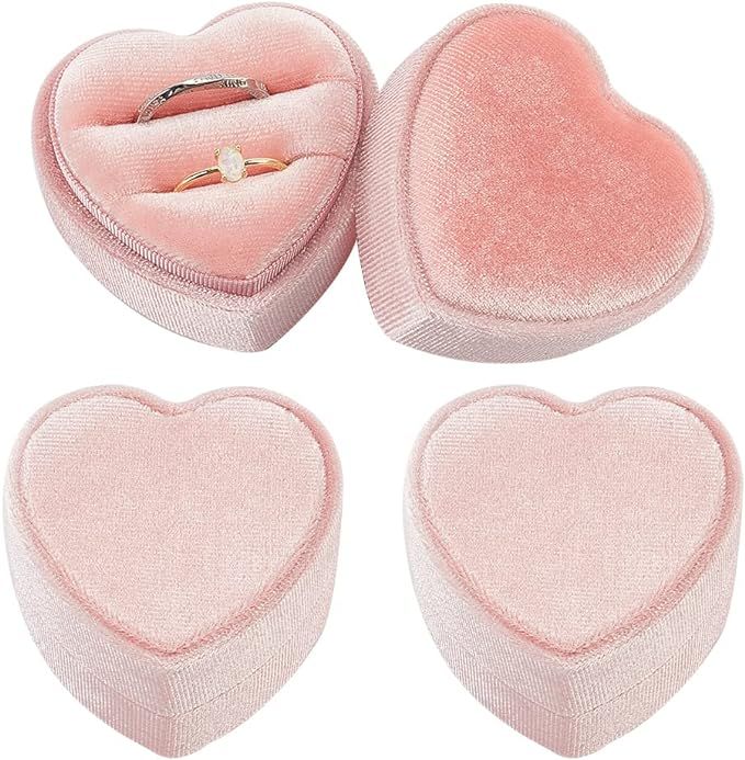 DELORIGIN Cardboard Jewelry Storage Box. Heart Shaped Velvet Covered Ring Case Box, Ring Case Box... | Amazon (US)