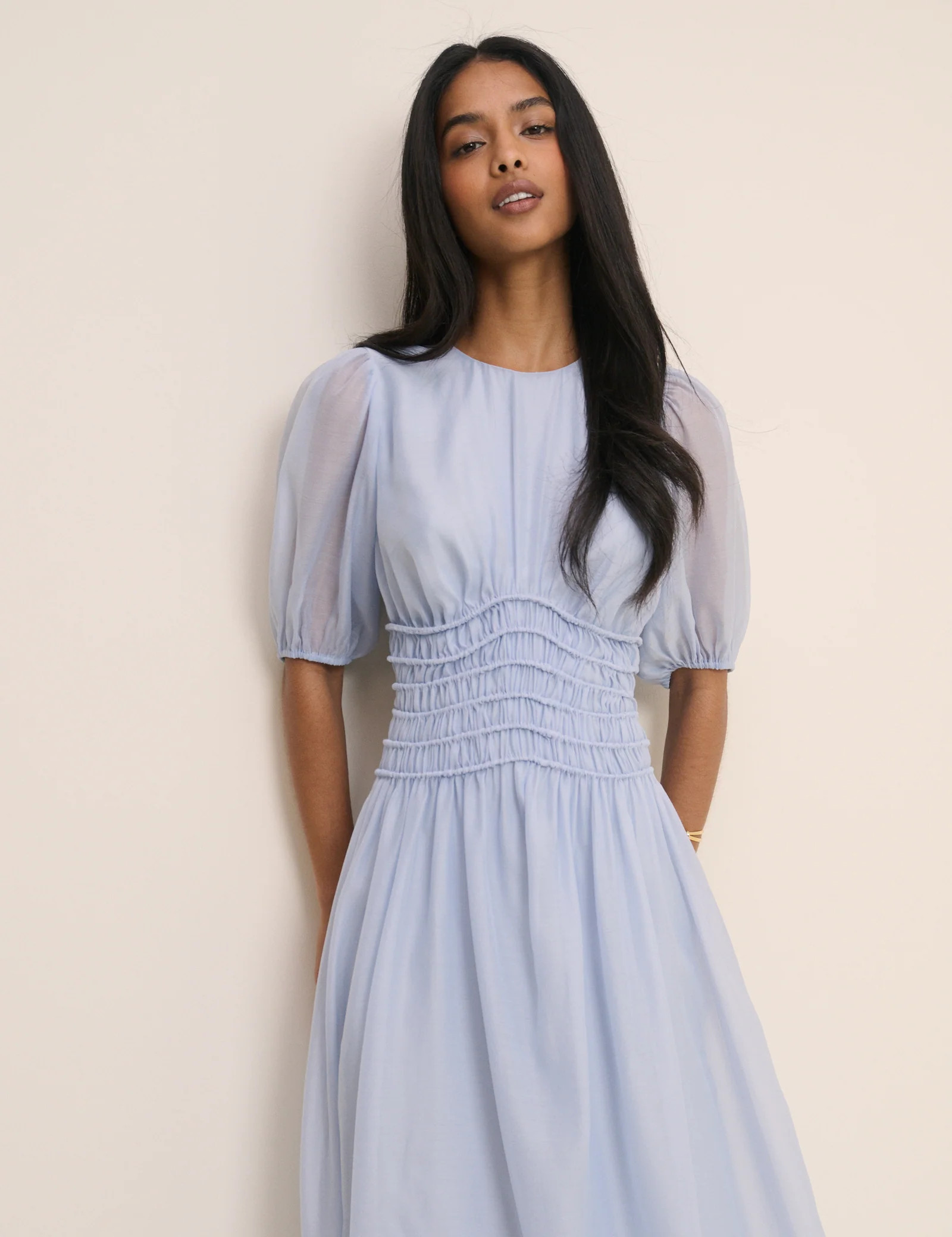 Light Blue Shirred Khloe Maxi Dress | Nobody's Child