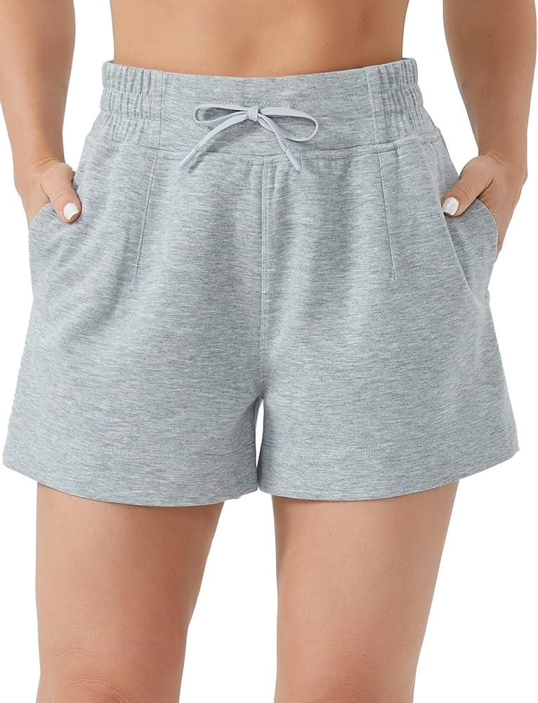 THE GYM PEOPLE Women's Drawstring Sweat Shorts High Waisted Summer Workout Lounge Shorts with Poc... | Amazon (US)