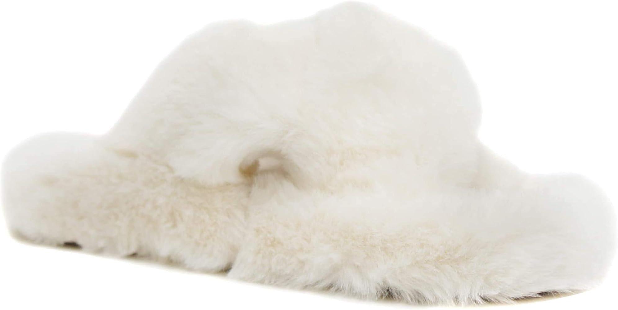 Soda Women Slip-on Soft Fur Fuzzy Fluffy Sandals Slide Slippers Flip Flops Crisscrossed Band Engage- | Amazon (US)