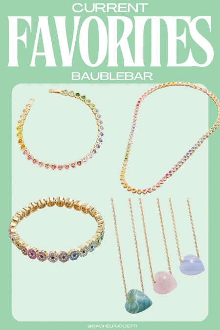 Baublebar jewelry, rainbow jewelry, bracelet stack, turquoise jewelry, necklaces, layering necklace 

Some of my recent favorites at Baublebar!🩷 These stone heart necklaces are so pretty! I have the turquoise! 

#LTKfindsunder50 #LTKfindsunder100