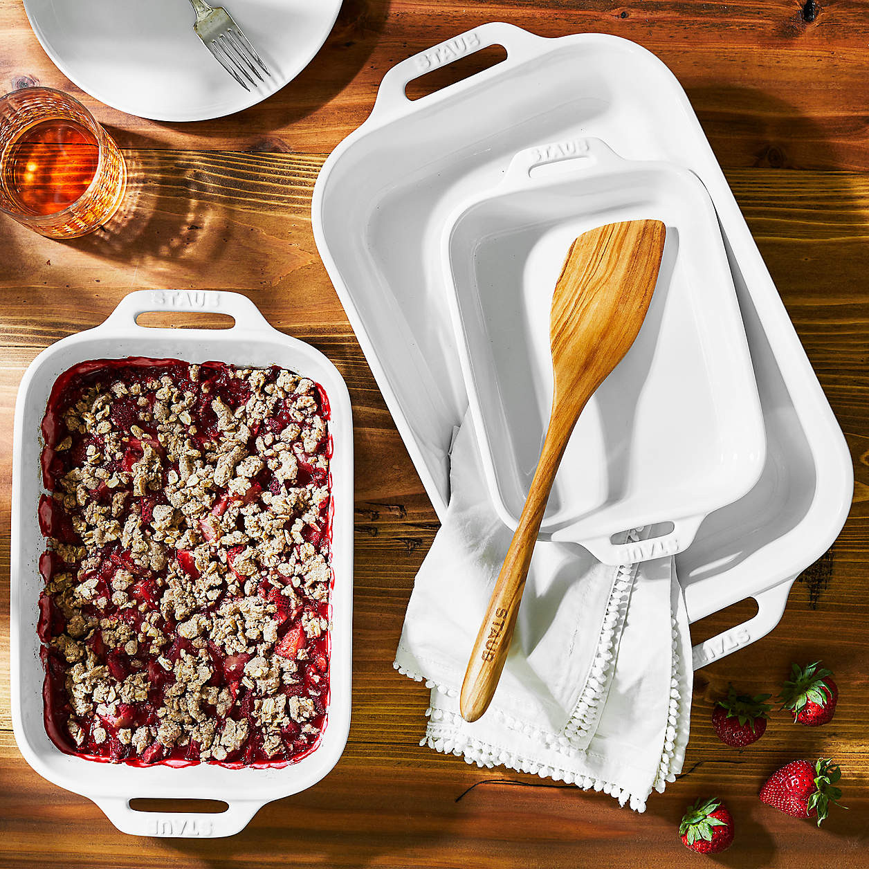 Staub White Rectangular Baking Dishes, Set of 3 + Reviews | Crate & Barrel | Crate & Barrel
