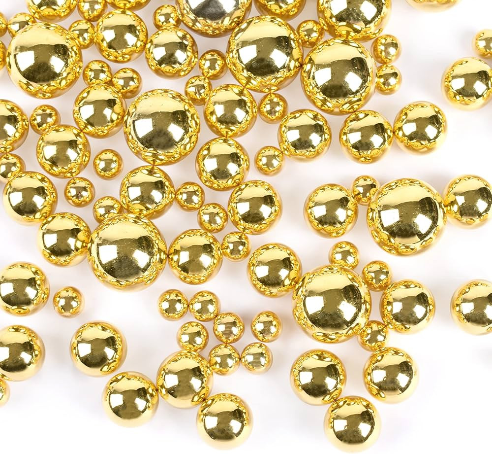 HUIANER Pearl Filler 300pcs Gold Pearls for Makeup Beads, Round Pearls for Centerpieces, Home Par... | Amazon (CA)