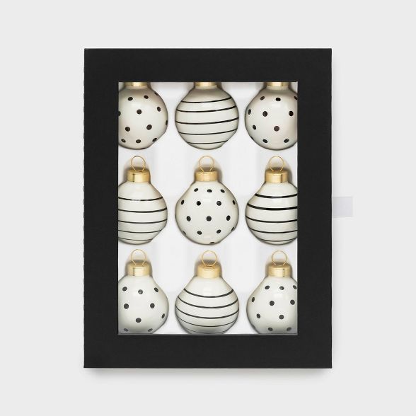 Black and Cream Mini 40mm Glass Ornaments 9ct - Sugar Paper&#8482; | Target