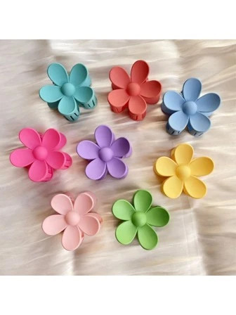 8pcs/set Random Color Matte Finish Candy-colored Flower Hair Clips, Hair Grips For Women's Updo H... | SHEIN