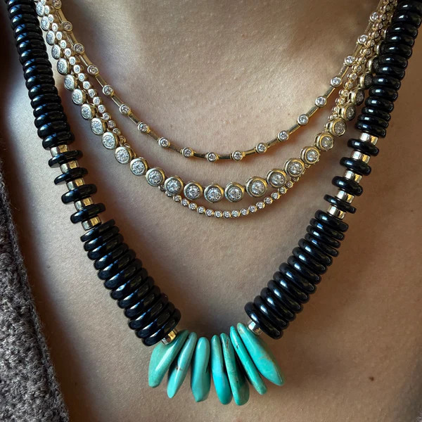 BLACK SPINEL AND TURQUOISE NECKLACE – SHAKTI | SHAKTI JEWELRY