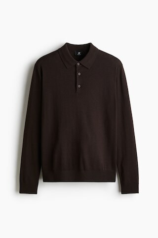 H & M - Regular-Fit Merino Wool Polo Shirt - Brown | H&M (US + CA)