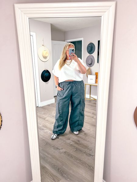Baggy fit cargo pants styled with boxy cropped tee. I styled with my Adidas samba so a cute and casual fit. 

cargo pants 
Wide leg pants
Plus size summer outfit idea
Casual outfit idea


#LTKPlusSize #LTKOver40 #LTKStyleTip