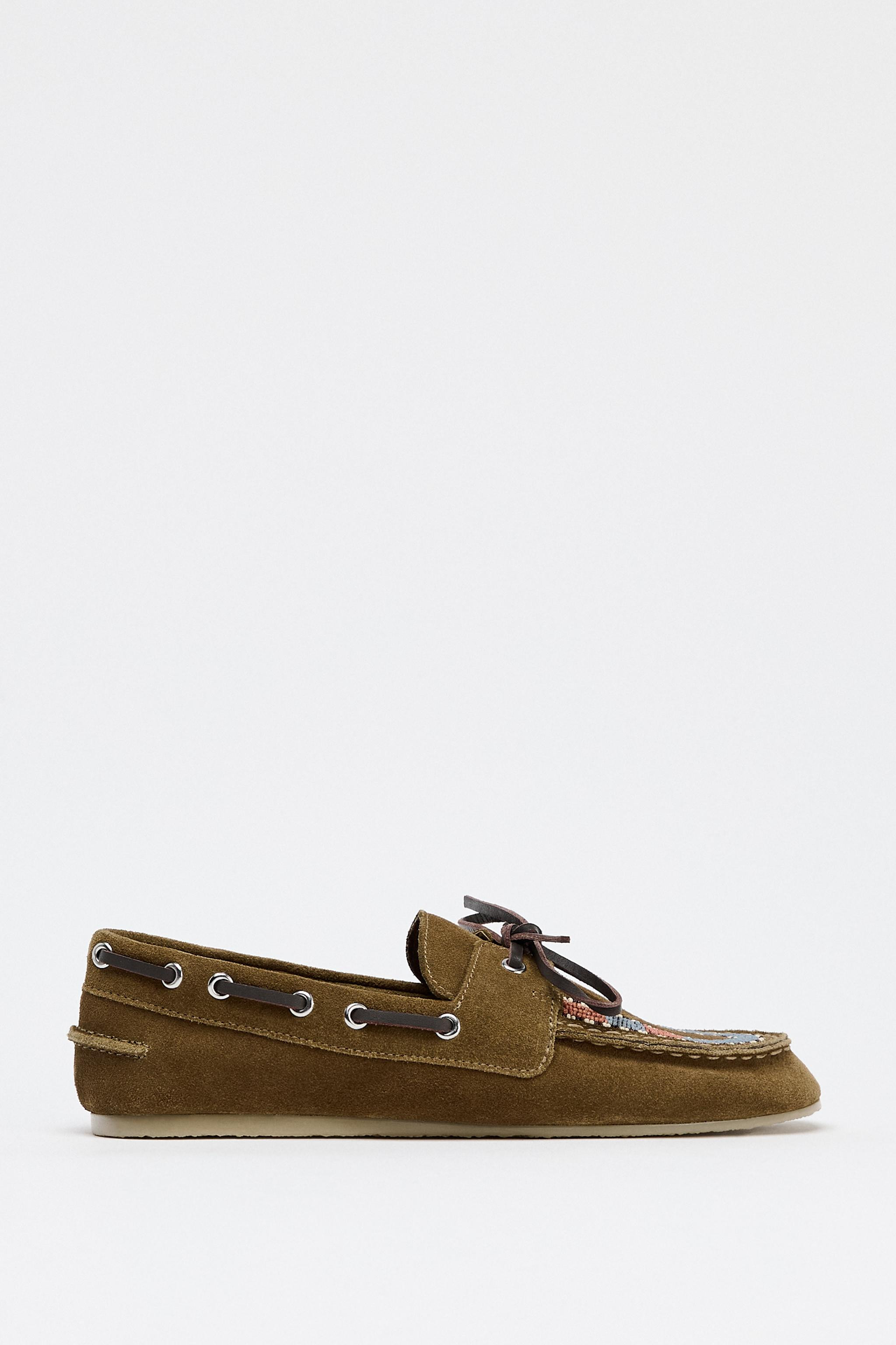 EMBROIDERED SUEDE LOAFERS | Zara US
