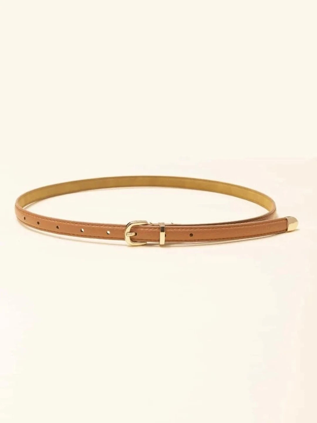 Women Dainty Camel Leather Belt Camel Dress Belt Camel Pants - Etsy | Etsy (US)
