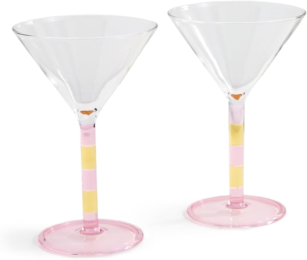 Women's Striped Martini Glass Set of 2 | Amazon (US)