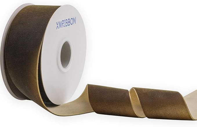 Dk Khaki Velvet Ribbon Single Sided,2 Inch by 10 Yards Spool | Amazon (US)