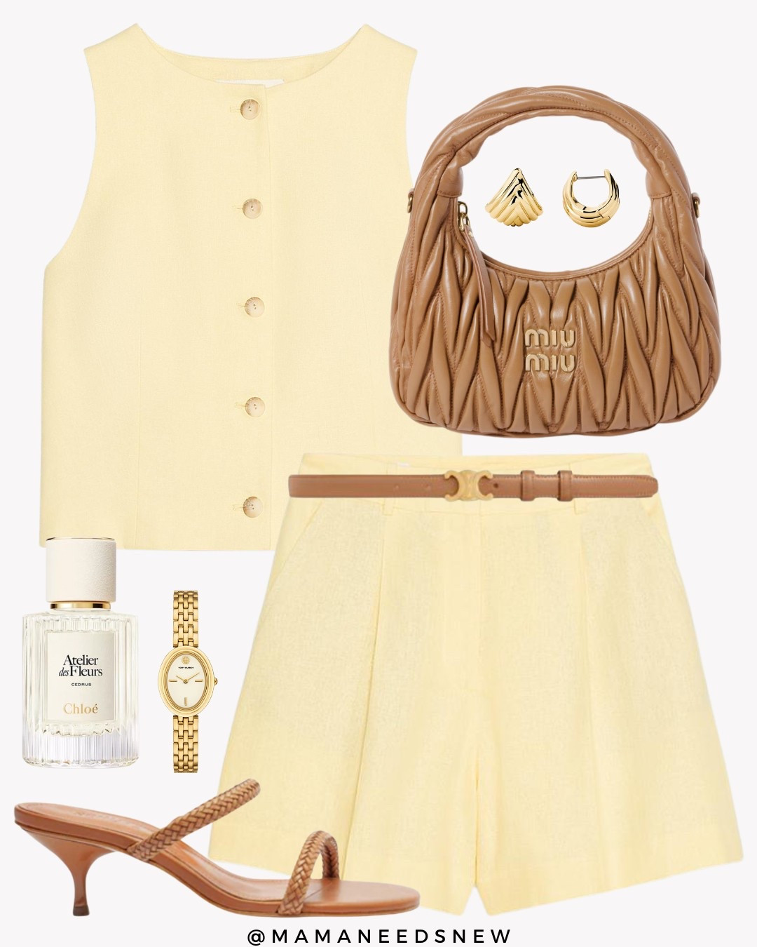 A summer outfit with a matching butter yellow coord set with vest and shorts, strappy mule heels, shoulder bag 💛

#LTKItBag #LTKStyleTip #LTKSaleAlert