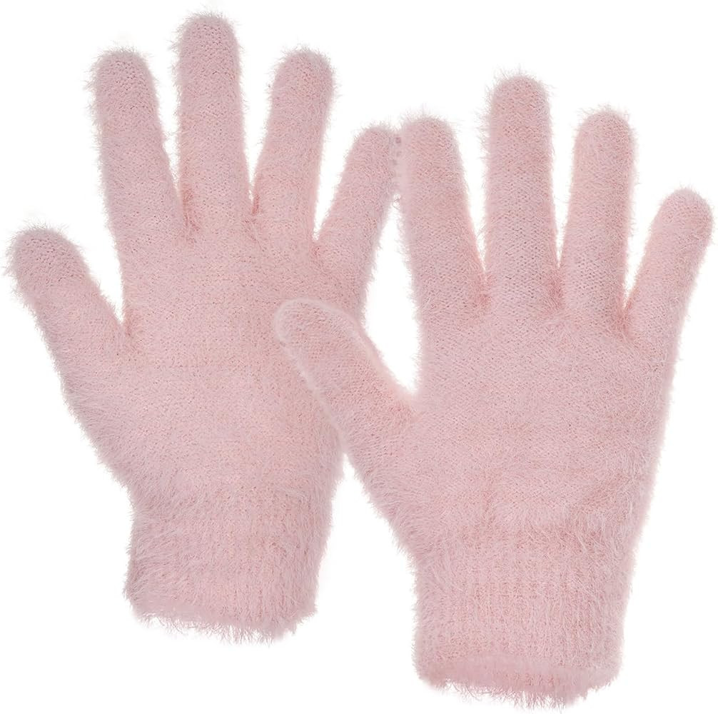 Winter Gloves Faux Fur Knit Stretchy Gloves for Women Cold Weather Running Driving Hiking Touch M... | Amazon (US)