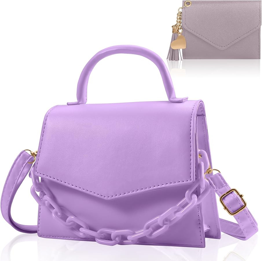 Small Crossbody Bags for Women Girls Trendy Top Handle Satchel Purses with Detachable Acrylic Cha... | Amazon (US)