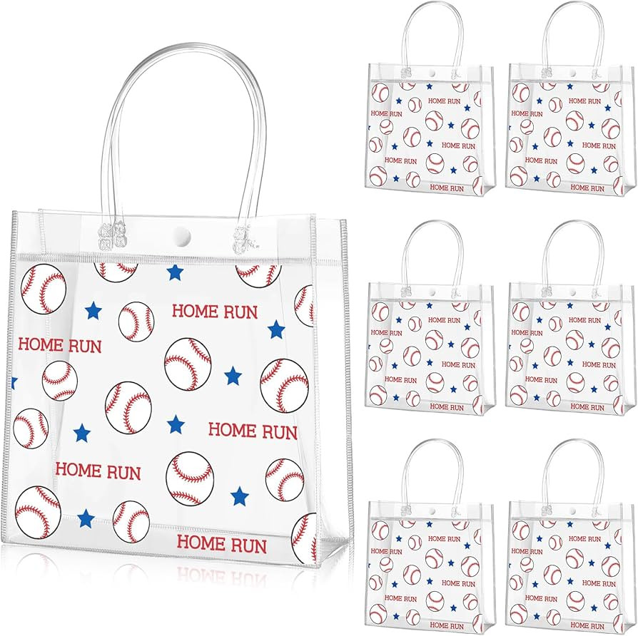 Aliceset 20 Pcs Baseball Clear PVC Gift Bag with Handles Sport Theme Party Favor Bag Bulk for Bir... | Amazon (US)