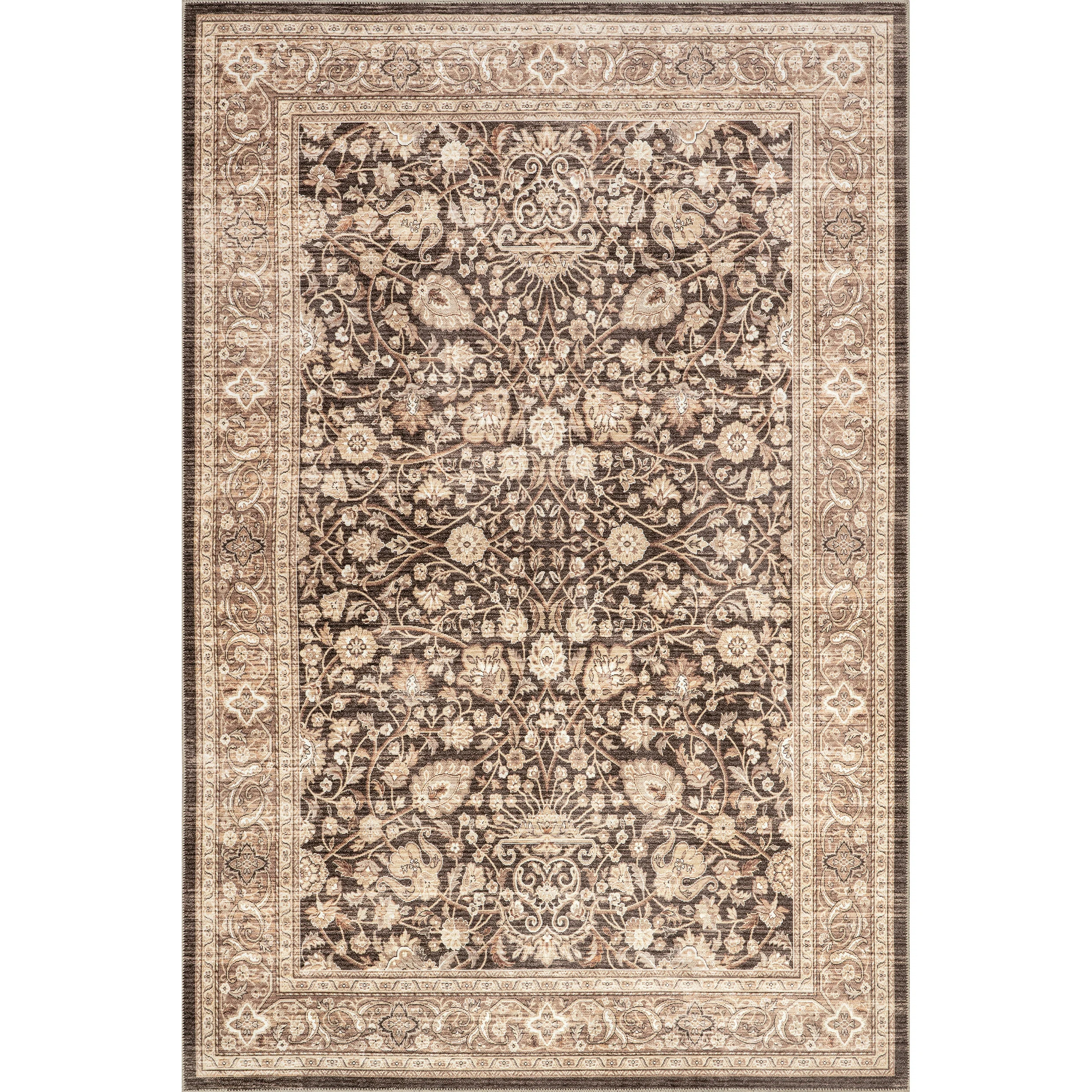 Cerise Floral Faded SplashGuard Machine Washable Area Rug | Wayfair North America