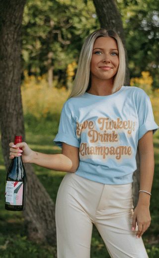 friday + saturday: save turkeys drink champagne t shirt | RIFFRAFF