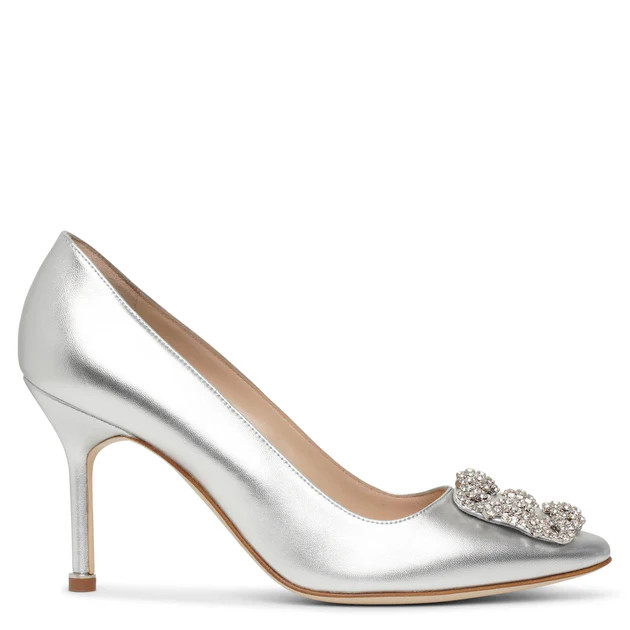 Hangisi 90 silver metallic nappa pumps | Shop Savannahs (US)