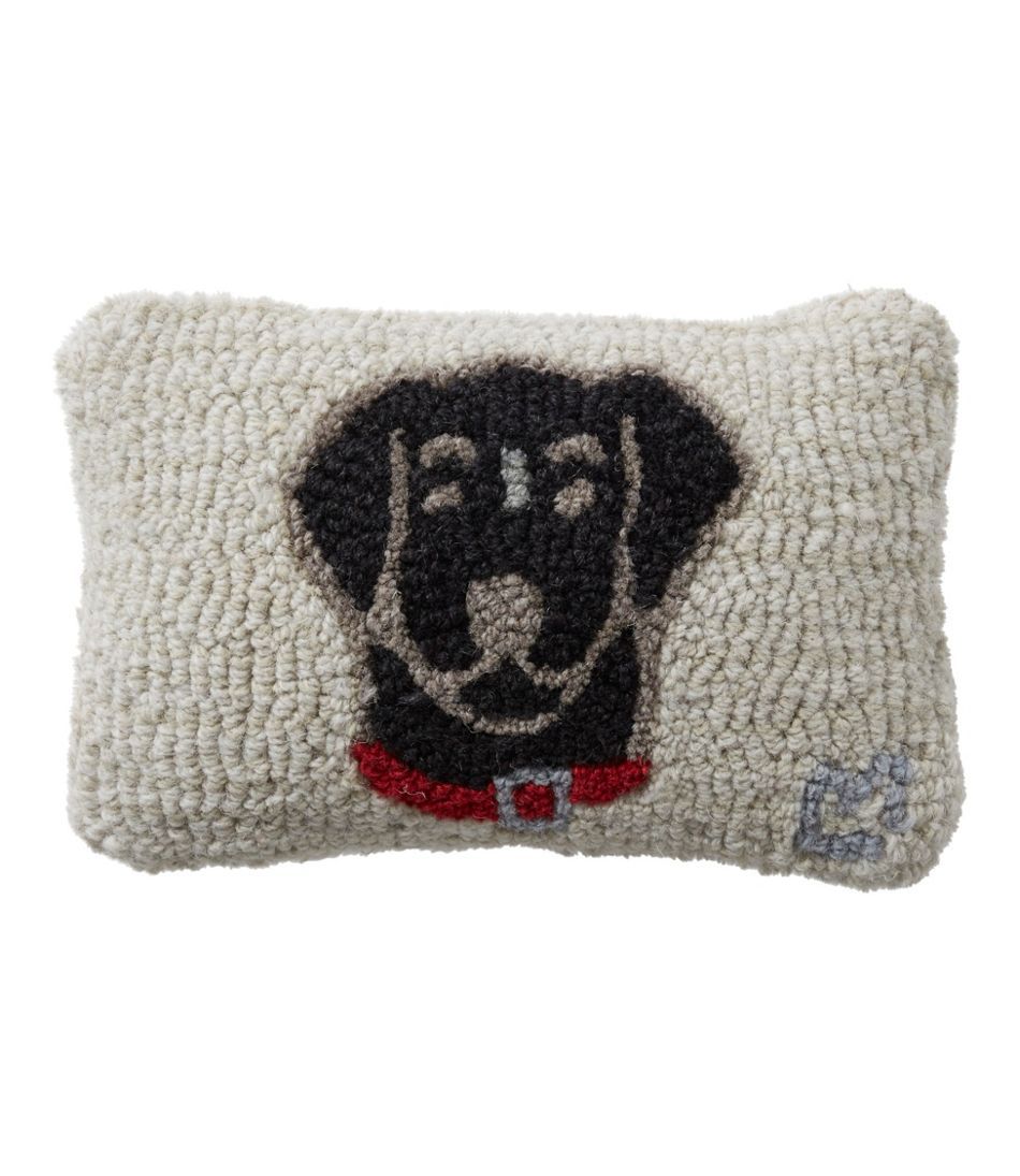 Wool Hooked Throw Pillow, Black Lab, 8" x 12" | L.L. Bean