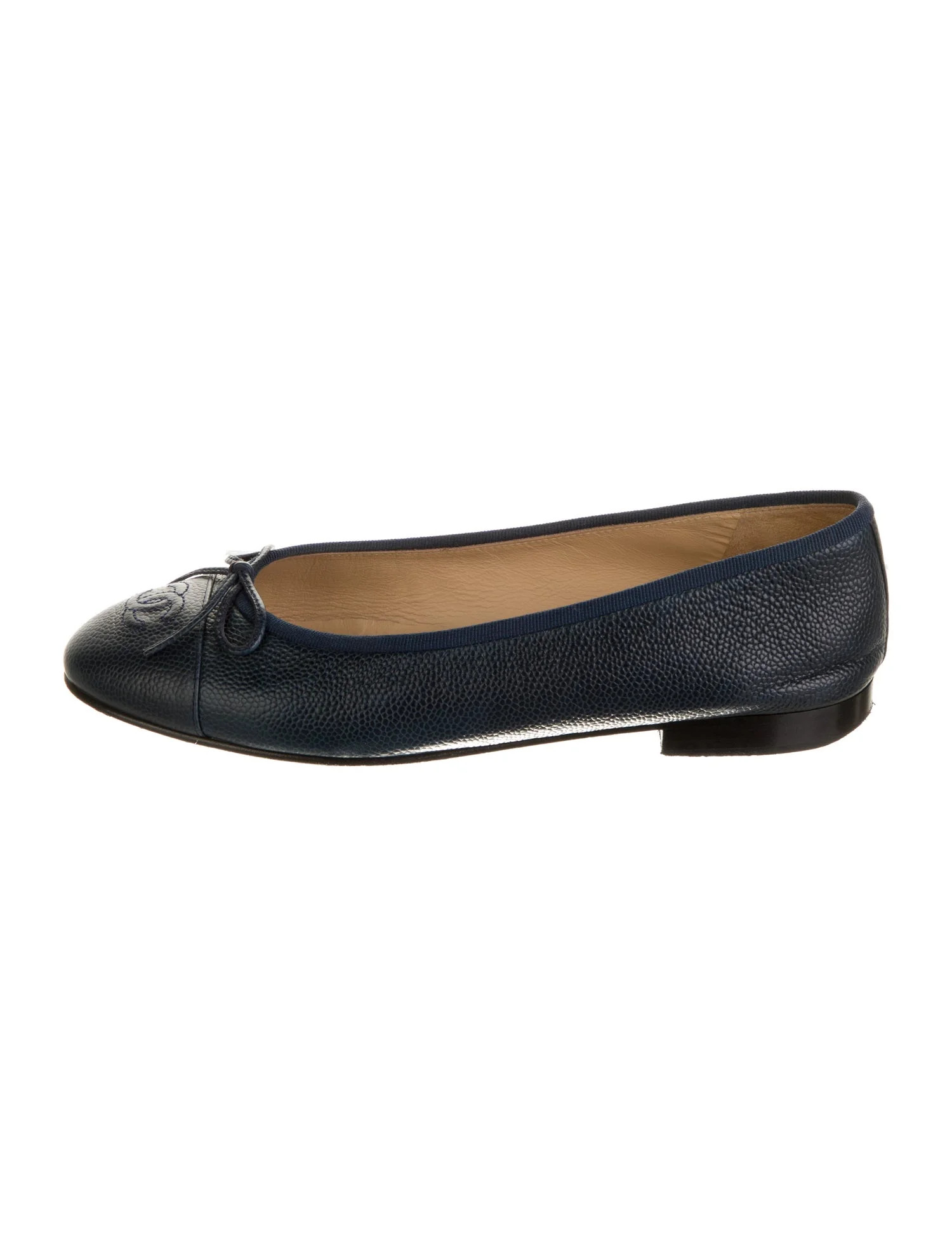 Interlocking CC Logo Leather Ballet Flats | The RealReal