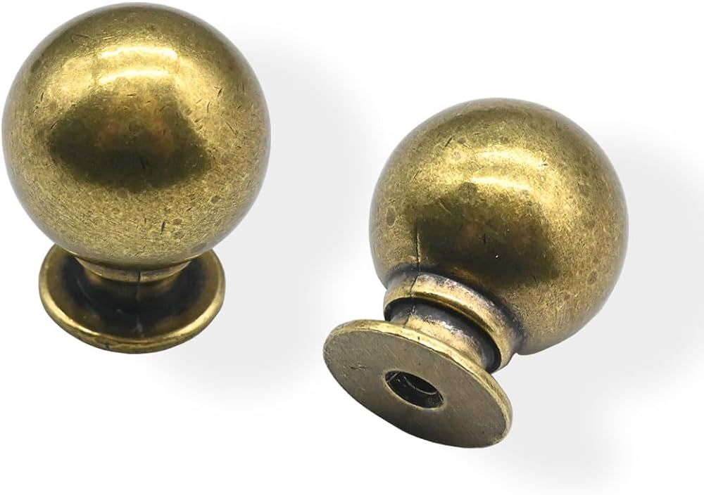 CABDM 10 Pack Burnished Brass Cabinet Knobs - Single Hole Center 1-1/4 Inch Zinc Vintage Antique ... | Amazon (US)