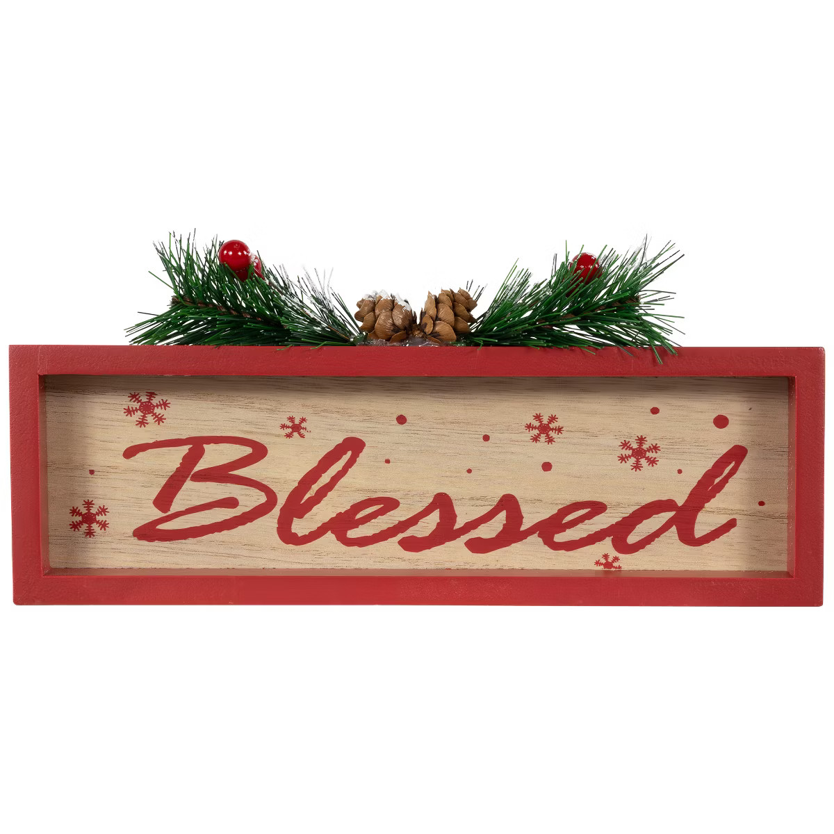 Northlight Framed "Blessed" Wooden Christmas Decoration - 9.75" | Target