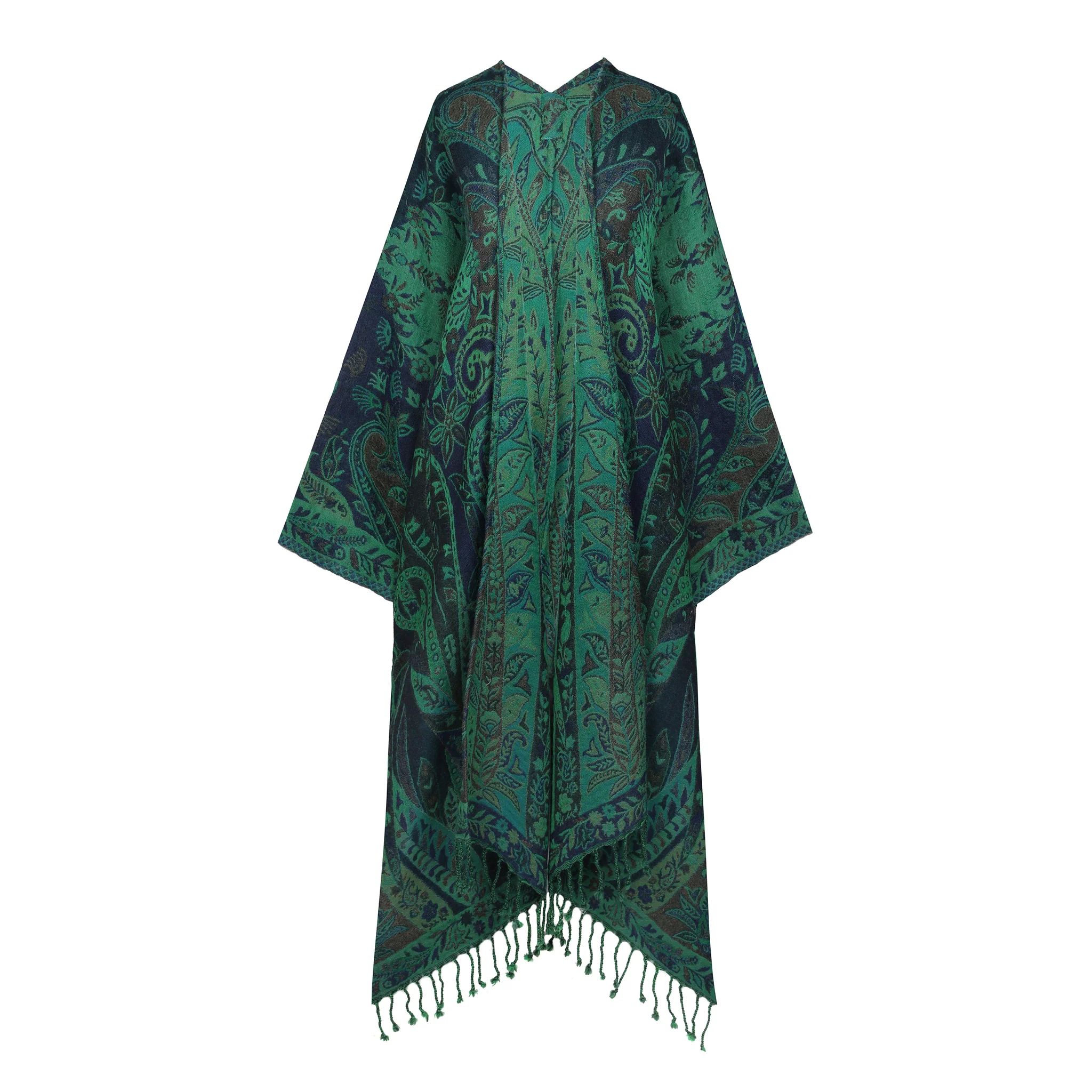 Verde Verdi Green Paisley Kimono Coat Reversible | Pax Philomena