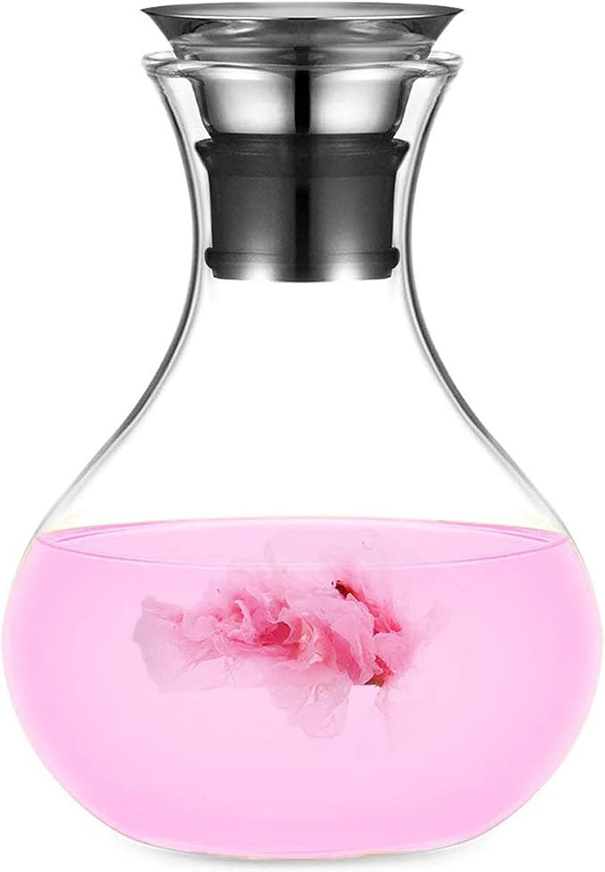 Artcome 1.4 Liter Heat Resistant Borosilicate Glass Water Carafe Pitcher with Stainless Steel Flo... | Amazon (US)