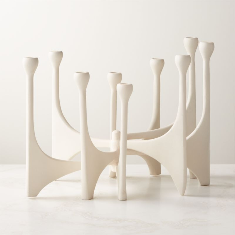 Cinq White Multi Modern Taper Candle Holder Large + Reviews | CB2 | CB2