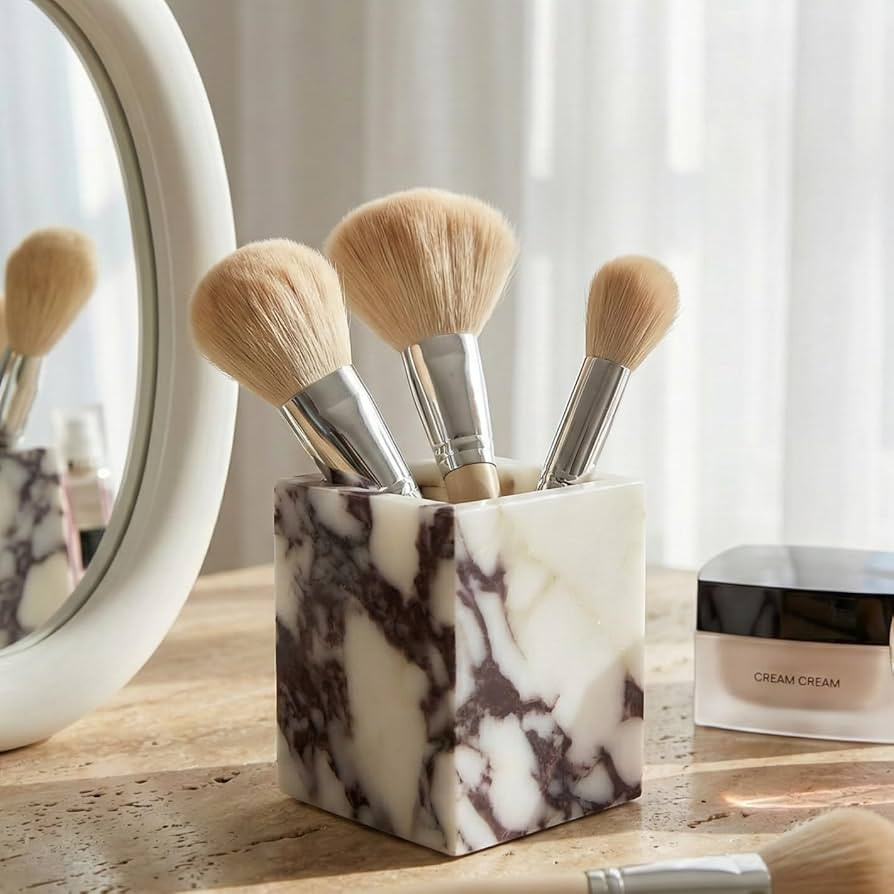 Denique Genuine Calacatta Viola Toothbrush Holders for Bathroom, Natural Marble Makeup Brush Hold... | Amazon (US)