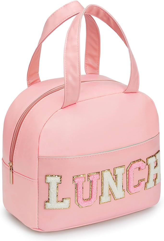 DIRGEE Lunch Bag for Women - Pink, Leather, Unisex, Meal Holder, Waterproof, Insulated, Reusable,... | Amazon (US)