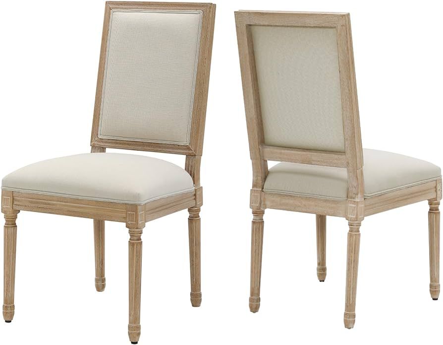 Farmhouse Dining Chairs Set of 2 French Country Kitchen Chairs with Rectangular Back and Solid Wo... | Amazon (US)