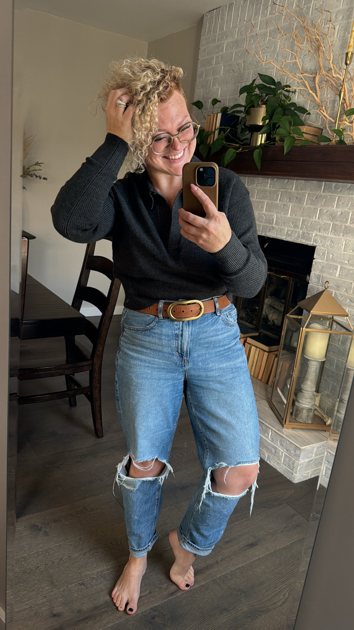 an awesome sale on my favorite Lulu knits! I’m wearing a medium. It’s a bit of a cropped fit but long enough to tick into your favorite pair of jeans. It’s a thicker merino wool material, and a bit on the warmer side, but perfect for those cooler Spring days. 

These jeans are my favorite Mom
Jeans. I’m wearing an 8 Short (5’3). Also on sale!

And the belt I’ve linked isn’t this one, but I have it and it’s great quality for a minimal cost. 

#LTKmidsize #LTKSeasonal #LTKsalealert