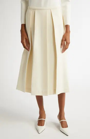 Twinflower Pleated Wool & Silk Midi Skirt | Nordstrom