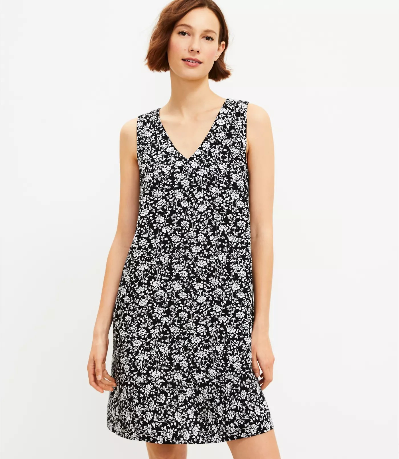Floral Double V Flounce Dress | LOFT