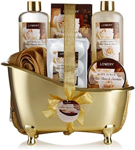 Home Spa Gift Basket, Luxury 13 Piece Bath & Body Set For Men & Women, White Rose & Jasmine Fragranc | Amazon (US)