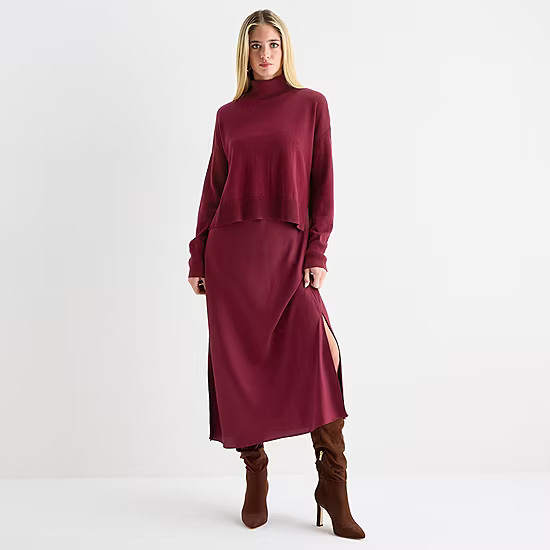 new!Sam And Jess Womens Long Sleeve Sweater Dress Set | JCPenney