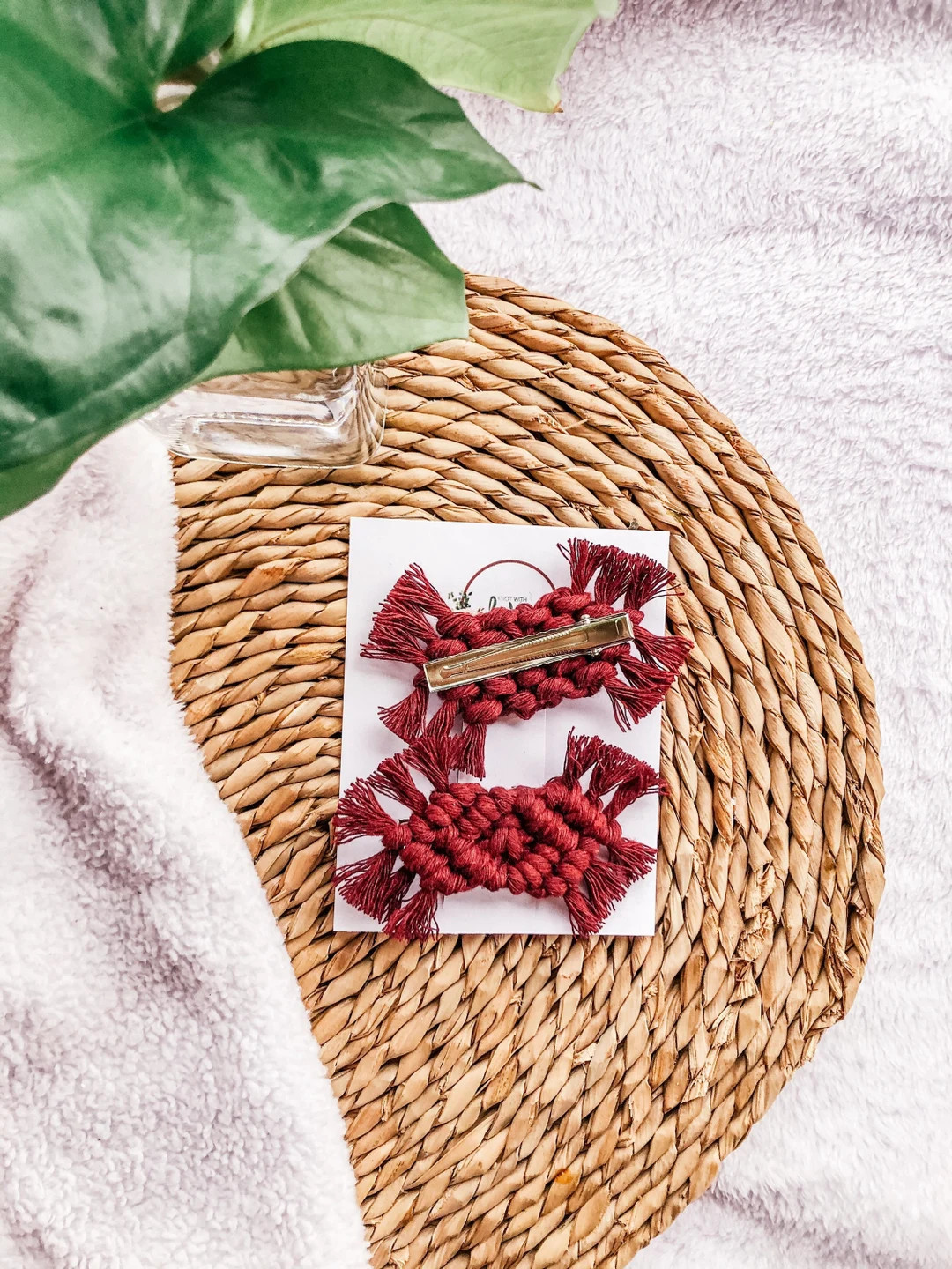 Macrame Hair Clips | Boho Alligator Clips, Pigtail Bows - Etsy | Etsy (US)