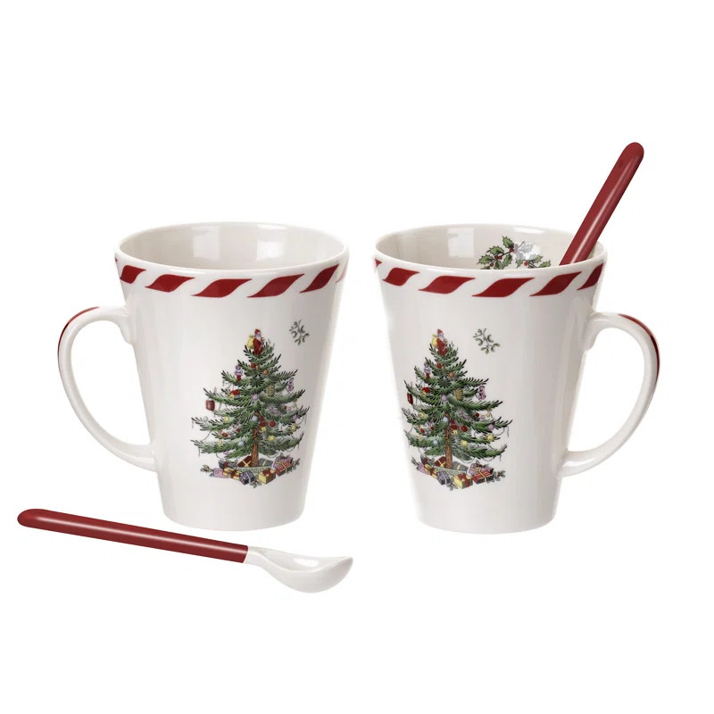 Spode Christmas Tree Peppermnt Mug W Spoon 14Oz | Wayfair North America
